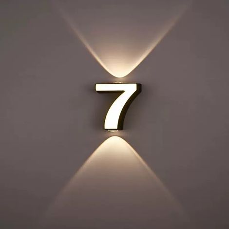 LED Außenwandleuchte Hausnummer 7, Warmweiß, Up & Down Licht, IP65 Wasserdicht, Moderne Adressleuchte für Eingang und Fassade