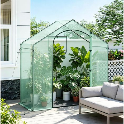 Serra da giardino per piante 200 x 80 x 200 cm verde con porta arrotolabile con cerniera DESVIAE (1/5)