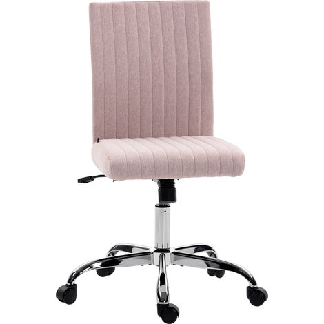 Silla de oficina sin reposabrazos, silla de escritorio, regulable en altura y giratoria 360°, 43 x 56 x 89-99 cm, rosa. (1/5)