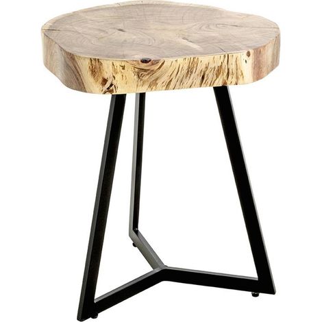 Table d'Appoint en Bois "Nara" 50cm Acacia & Noir (1/4)
