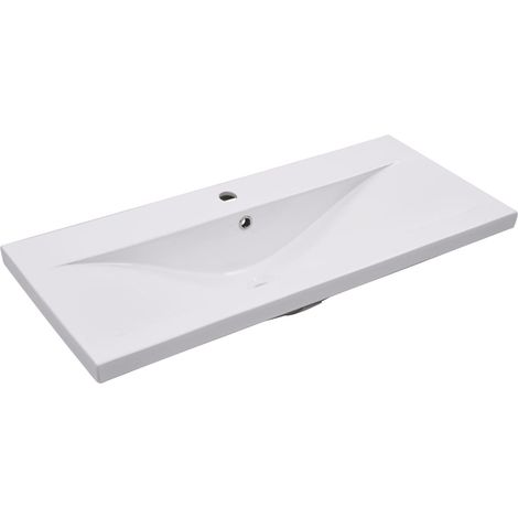 Lavabo de baño empotrado de 91 cm cerámica blanca 020002645