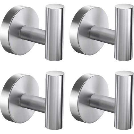Set mit 4 robusten Wandhaken aus gebürstetem Edelstahl SUS304