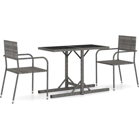 Set Mobili da Pranzo per Giardino 3 pz  Salotto da Giardino Grigio (1/5)