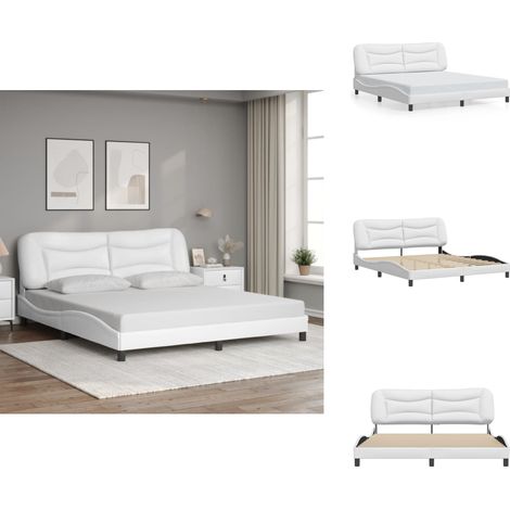 Cadre de lit sans matelas blanc 180x200 cm similicuir - Lit Plateforme - Lit Double - Cadre De Lit - Literie - Design Moderne (1/5)