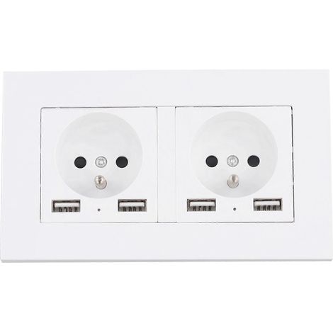 Boîtier de prise murale extérieure étanche IP66 16A 250V avec double prise et 2 ports USB pour la maison et le jardin, style français (1/5)