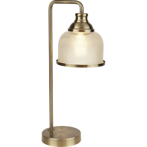Lampada da tavolo Bistro II - Ottone antico e vetro in stile Holophane (1/5)