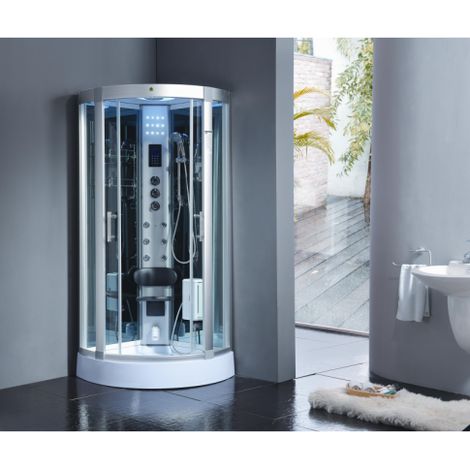 Cabina doccia idromassaggio, cromoterapia, touch screen, full optional 80x80cm Sicorage Myala