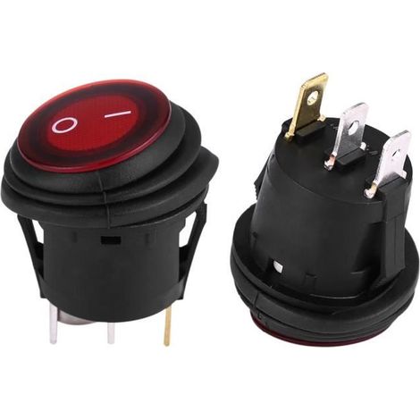 2pcs LED lumière 12v 20a 3pin voiture auto bateau rond interrupteur à bascule à bascule rouge-HEN (1/4)