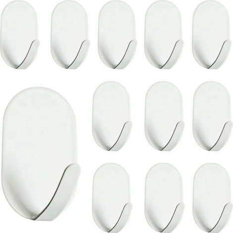 Crochets Adhésifs Blancs Antirouille sans Perçage, Lot de 15 pour Salle de Bain, Cuisine et Mur (1/5)