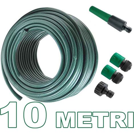 Tuyau D'arrosage 10 Metres De Long Avec Raccords 1/2" Vert