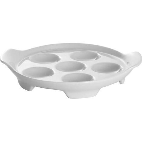 1 Plat À Escargots 6 Places, Porcelaine Blanche, Design Moderne, 16.6 Cm, Pour Four Et Table