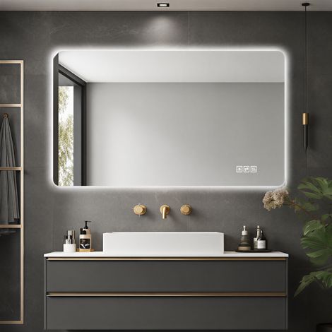 SONNI LED-Badezimmerspiegel mit Memory-Funktion, 3 Lichtfarben und einstellbarer Dimmung, IP44 wasserdicht und beschlagfrei, 60 x 100 cm (1/5)