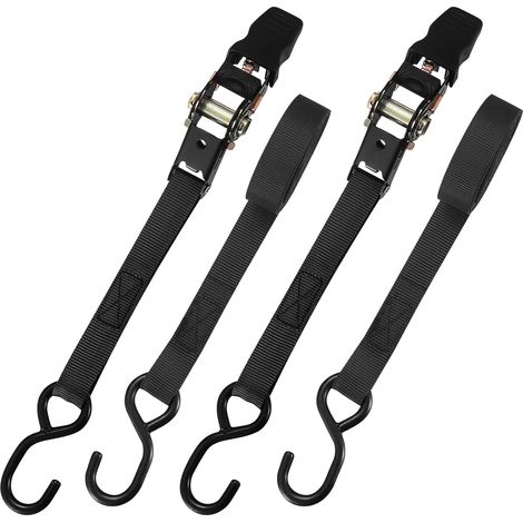 2 Pièces Sangle à Cliquet, Sangle d'Arrimage avec Tendeur à Cliquet, Sangles de Serrage avec Crochets, pour Remorque Auto Caravane Vélo, Matériel de Manutention, Objets Encombrants (1/5)