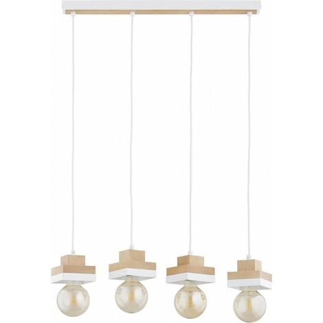 Suspension scandinave blanc bois 4xE27 MIKO Alfa (1/2)