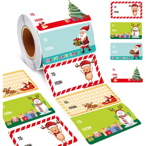 Étiquettes cadeaux autocollantes de Noël, 5 motifs, étiquettes noms DIY