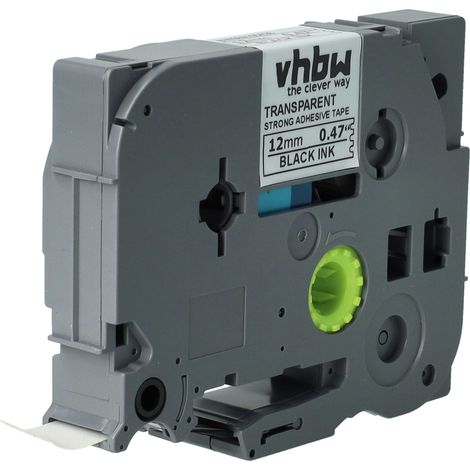 vhbw Label Tape compatible with Brother PT 1005FB, 1010, 1005F Label Printer 8m x 12 mm, Black on Transparent, Extra Strong, Laminated (1/4)