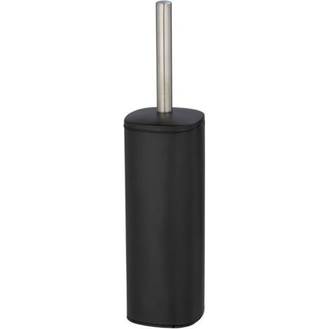 1 Porte-brosse WC, Acier Noir Mat, Couvercle, Tête Ø 8,5 cm, Salle de bain (1/5)