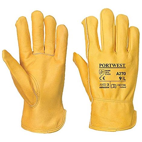 Guanti Portwest Driver Classic in pelle di vacchetta Giallo 10 (1/4)