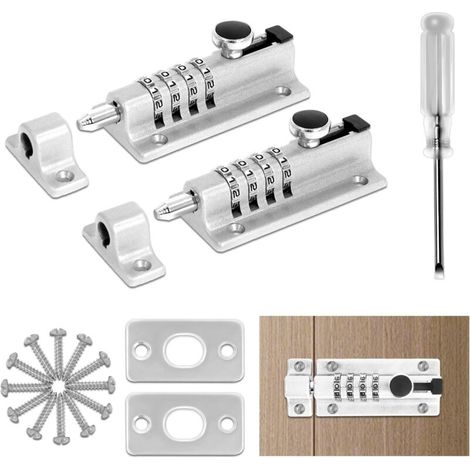 Zweiteiliger Zahlenschlossriegel, 4-stelliges Zahlenschloss, 120-mm-Code-Türschloss für Schuppen/Garten/Garage/Tresor, Silber