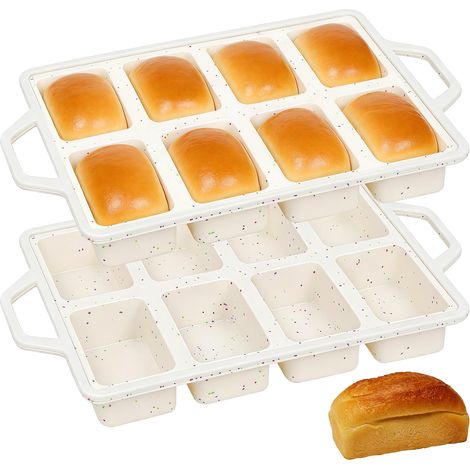 Paquete de 2 moldes de silicona para mini tostadas (8 cavidades), molde cuadrado reforzado para muffins, antiadherente, apto para alimentos y lavavajillas. (1/3)