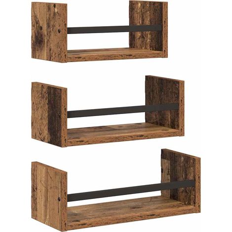 Maison Exclusive - Set mensole da parete 3 pcs Legno vecchio 40x16x14cm