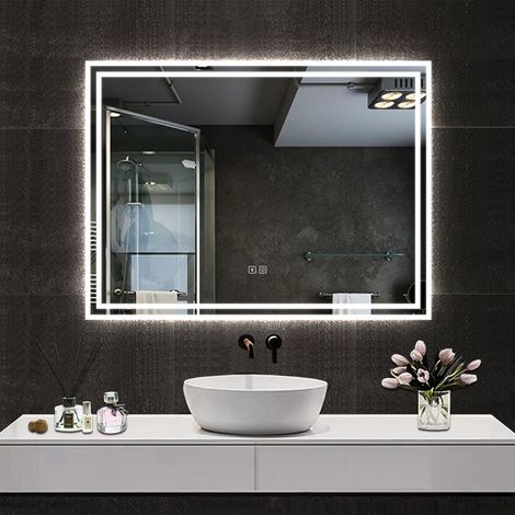 500X700mm LED Bathroom Mirrors with Bluetooth Speaker Adjustable Colors, Anti-Fog, 6500K Cool White Light + 4600K Warm White Light + 2700K Warm Light (1/5)