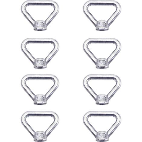 Juego de 8 tuercas de ojo de elevación M8, tuerca de anillo triangular de acero inoxidable 304 plateada, tuerca de ojo de elevación, tuerca de anillo hembra M8 (1/5)