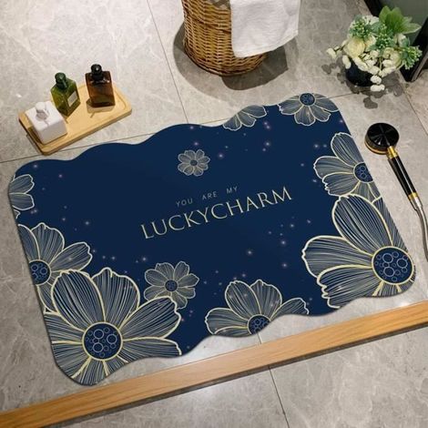 Paillasson antidérapant pour porte de salle de bain, intérieur, extérieur, tapis de sol absorbant, bleu 60x90cm (1/2)
