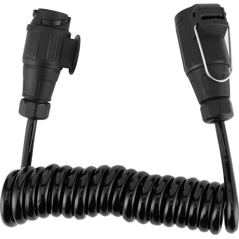 Câble adaptateur 13 broches vers 13 broches avec rallonge à ressort pour prise de remorque, compatible avec voitures, caravanes et camping-cars. (1/5)