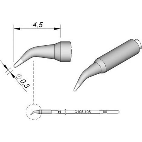 JBC Tools C115105 punta de soldar redonda curva 0,3 mm