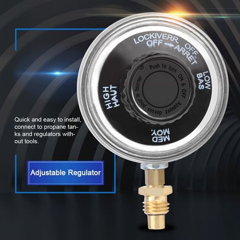 Ortviai Régulateur de pression basse pour bouteille de propane – alliage de zinc, filetage 1"-20 UNF, réglable (1/4)