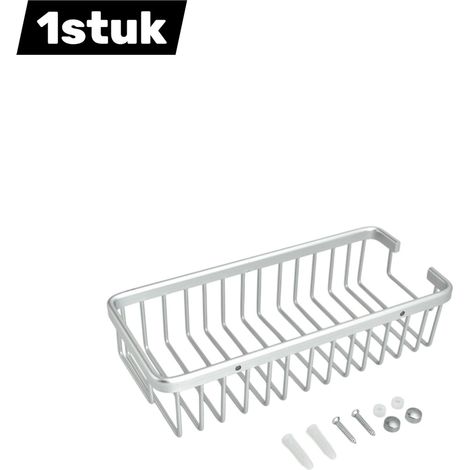 Porte-savon en aluminium - Organisateur de salle de bain carré - Perforé - Porte-savon à un niveau avec couvercle surélevé - Pour lavabos et douches - Maille encastrée standard - Fixation perforée - A (1/5)