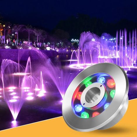 Projecteur LED étanche RGB 9W avec télécommande (RGB) en acier inoxydable pour fontaine, étanche IP68, 12V/24V, pour éclairage paysager. (1/5)