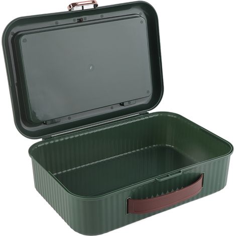 Boîte de rangement de documents multifonction grande capacité à deux niveaux, organisateur de certificats domestique vert noirâtre (1/5)