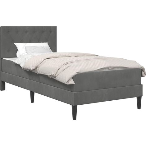 Bed Frame with Mattress Dark Grey 90 x 190 cm Velvet vidaXL