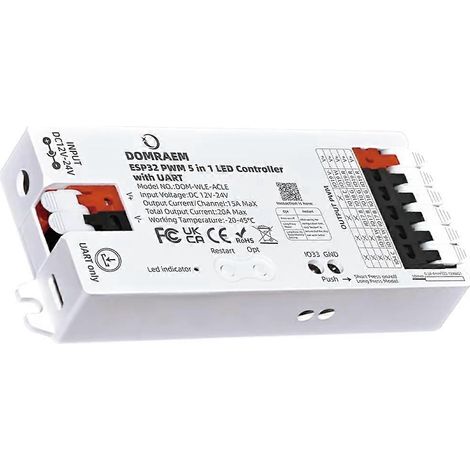 Le contrôleur ESP32 WLED est doté d'une interface UART, est un appareil 5 en 1 et est compatible avec les rubans LED RGB, RGBW et RGBCCT. Il prend également en charge la gradation PWM. (1/5)