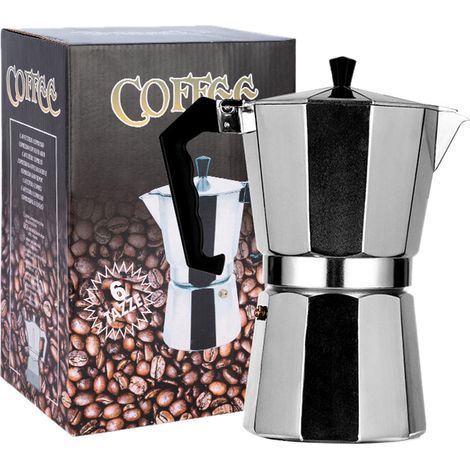 Italienische Moka-Kanne aus Aluminiumlegierung, achteckiges Besteck im europäischen Stil, für 6 Tassen (300 ml) (1/5)