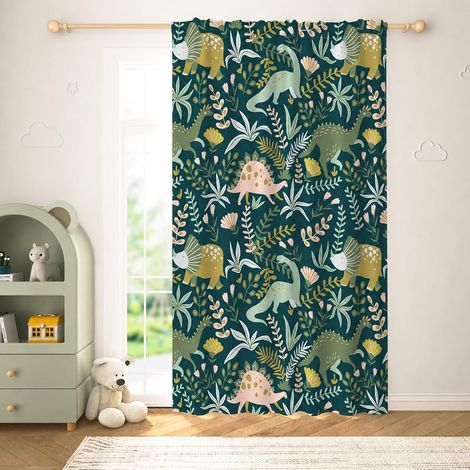 Rideau Dinosaure Chambre Enfant Garçon Safari Semi-Transparent - 140L X 229H cm (1 Panneaux) (1/5)