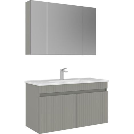 Ensemble Meuble Vasque avec Miroir (2 Pièces) "Tivoli 100" - 100 x 45 x 66 cm - Matte Cashmere (1/3)