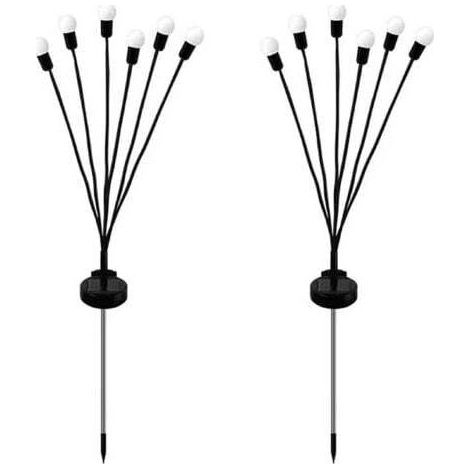 Lot de 2 lucioles solaires à 6 LED - Étanche - Étoiles - Pour jardin, allée, paysage, extérieur - Lumière chaude [Classe énergétique A+++] (1/5)