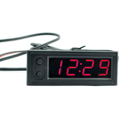Horloge de haute précision 12 V, panneau de contrôle de la température et de la tension pour voiture, indicateur réglable, rouge (1/5)