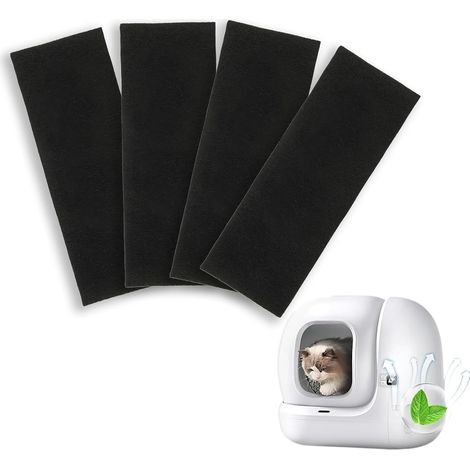 Activated Carbon Filters for Litter Tray, 4 Pieces Anti-Odour, Powerful Absorbency, Suitable for Cats, Reusable and Easy to Cut (1/5)