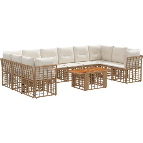 Gartensofa-set 11 stk. Natürlich und Cremweiß Poly-Rattan vidaXL (1/5)