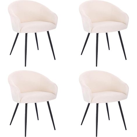 HOME DELUXE - Sedia da pranzo Bouclé con braccioli CELESTE  Quantità: 4