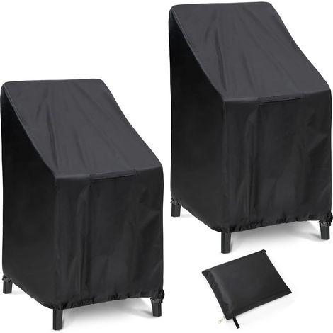 Deux housses de chaise d'extérieur de dimensions 656585-114 cm, tissu Oxford imperméable et résistant au soleil avec cordon de serrage - protection tous temps pour meubles de terrasse, de jardin et de (1/5)