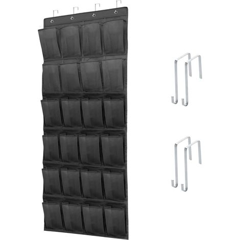 Tür-Organizer – Schuhaufbewahrung – Platzsparend – 24 atmungsaktive Netztaschen – Tragkraft: 18 kg – Schwarz (1/5)