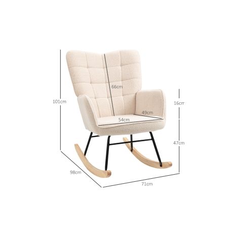 Fauteuil à bascule beige avec revêtement doux effet peau lainée et assise confortable pour chambre, salon et coin lecture (1/5)