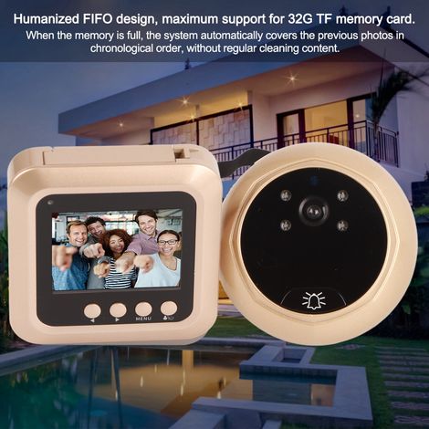 Sonnette de porte électrique intelligente 2,4 pouces 1080P avec caméra de sécurité numérique TFT et judas (1/5)