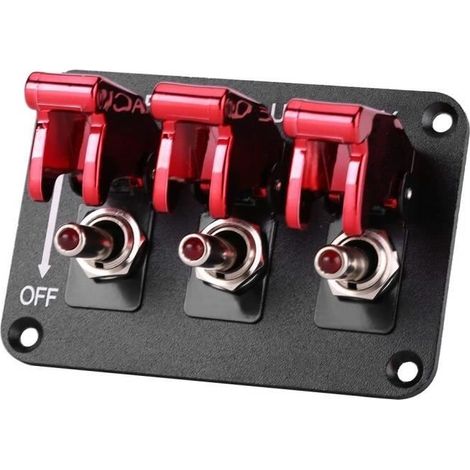 Wippschalterpanel für Autos, 12V 3-Gruppen-Wippschalterpanel für Rennwagen, rot (1/4)