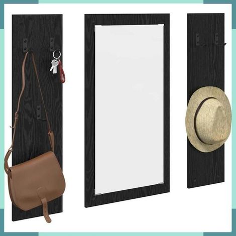 874532 Porte-manteau mural Montage mural Chêne noir 96 x 1,5 x 90 cm (1/5)